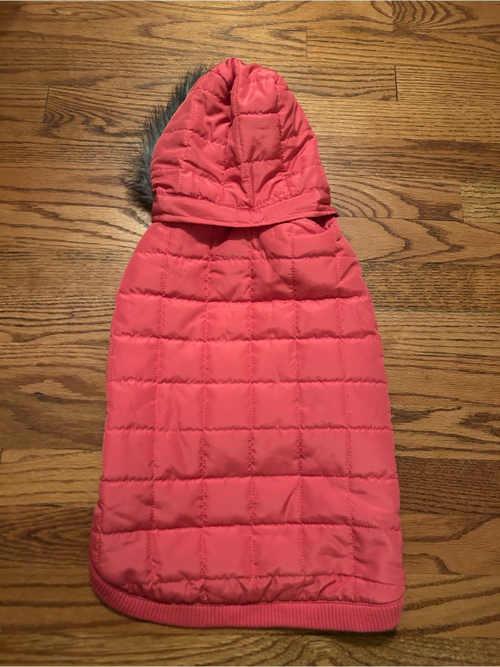 Martha Stewart Pets Dogs Sz L Quilted Pink Hooded Jacket W/ Faux Fur Trim